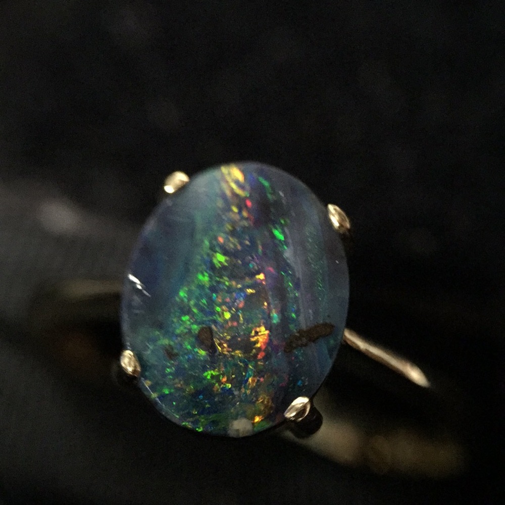 Opal doublet 14k ring